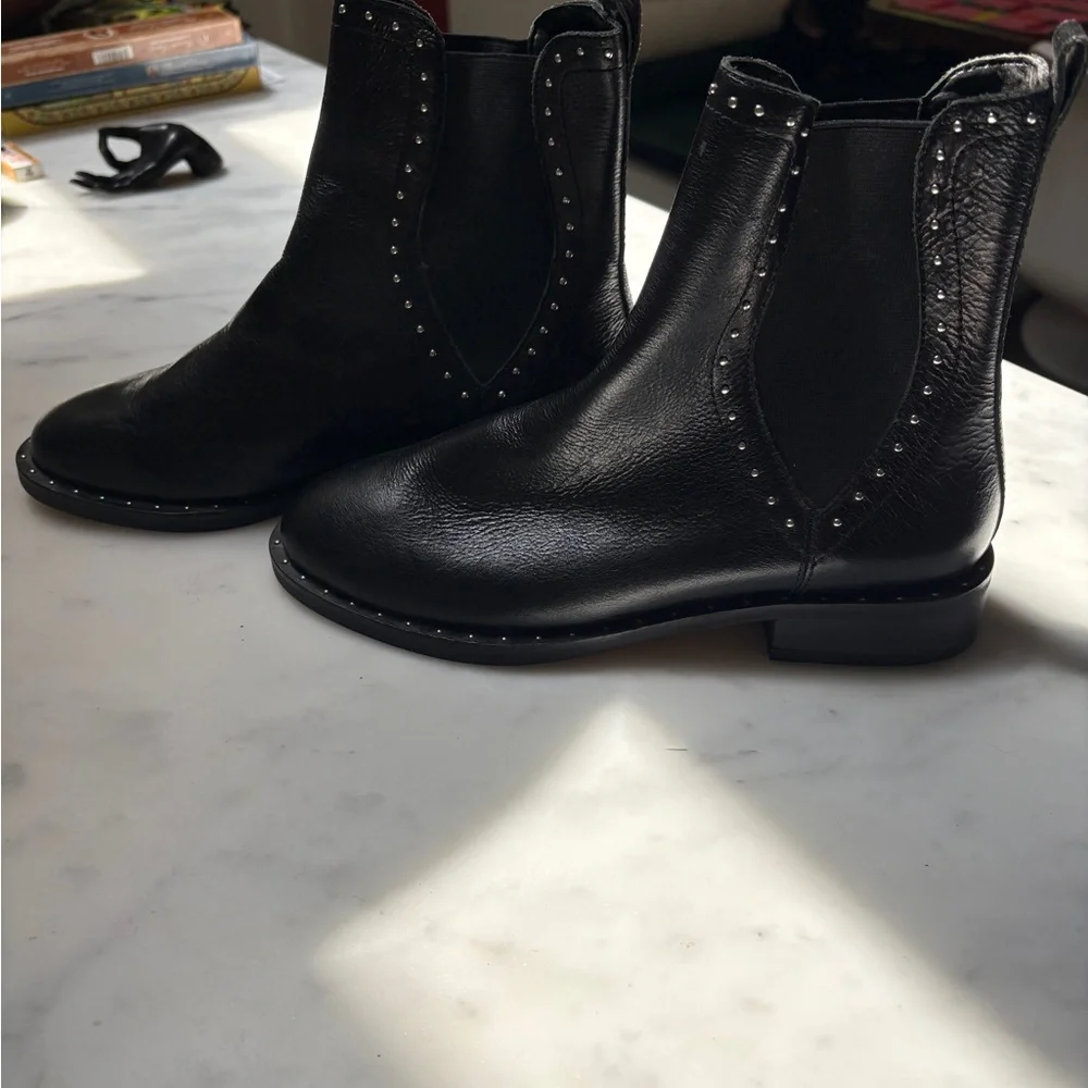 Rebecca Minkoff Black Studded Leather Ankle Boots